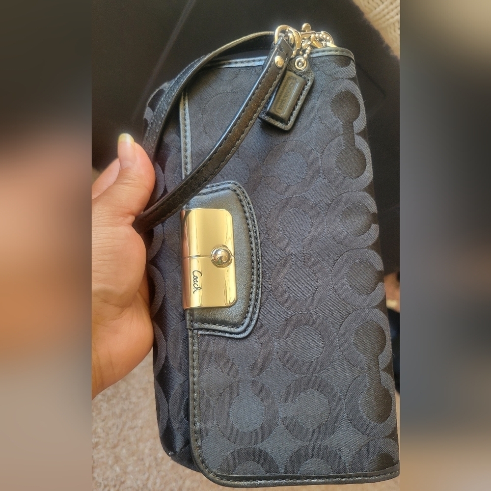 Black Coach Wristlet with Silver Accents - Picture 7 of 15